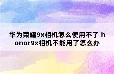 华为荣耀9x相机怎么使用不了 honor9x相机不能用了怎么办